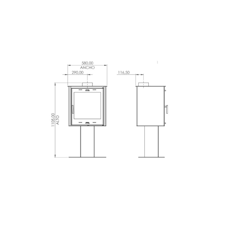 ESTUFA DE LEÑA SILARA PEDESTAL