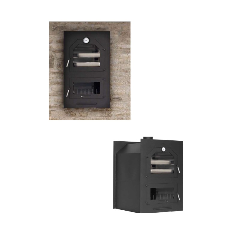 ESTUFA DE LEÑA INSERTABLE CON HORNO SARMIRA GRAN FORMATO